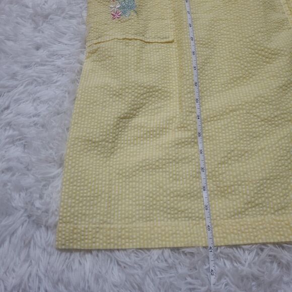 Coffee Time Robe Womens Sz M Seersucker Housecoat Yellow White Stripe Housecoat - Picture 7 of 10